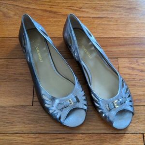 Metallic Peep Toe Flats - Never Worn!